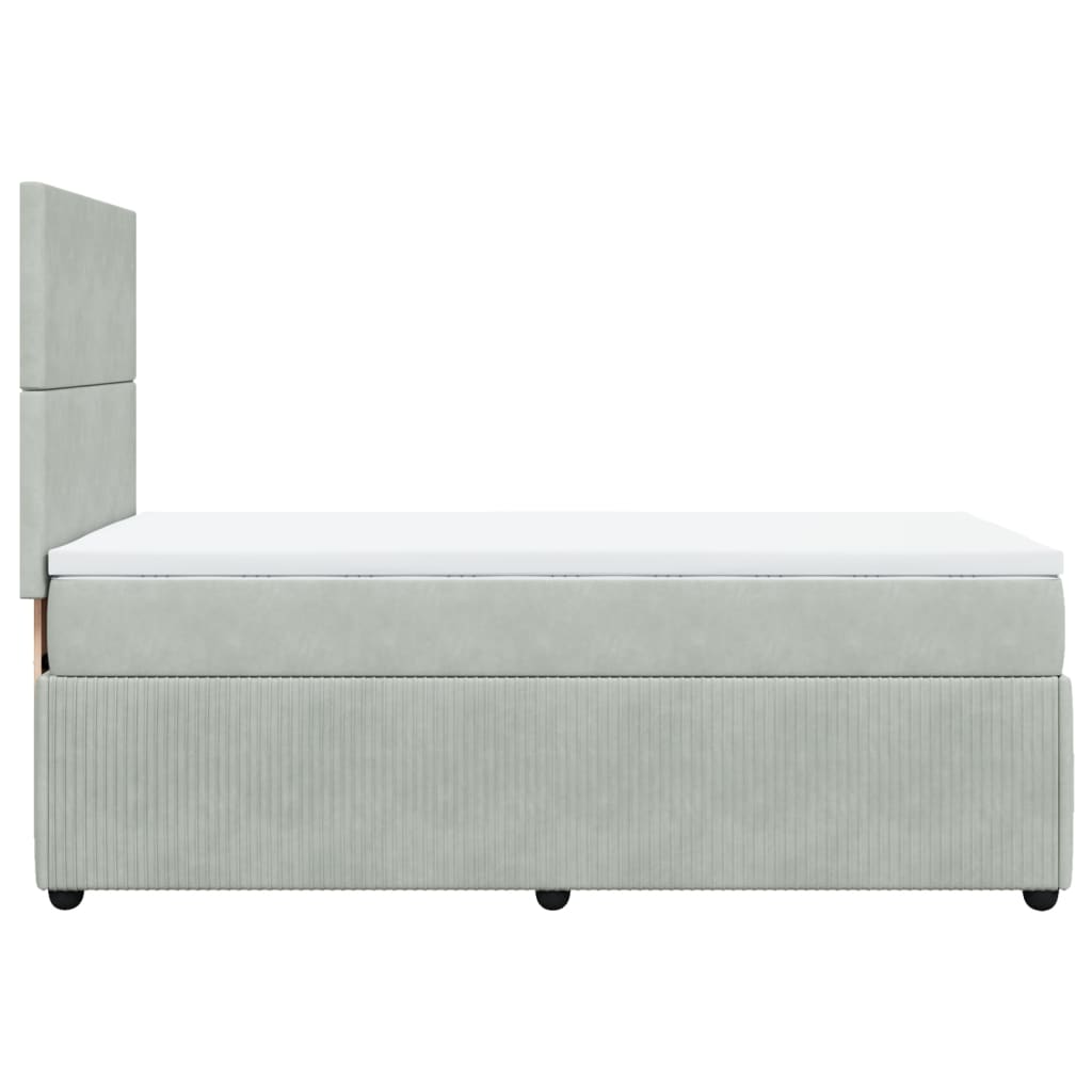 Boxspring met matras fluweel lichtgrijs 90x190 cm is nu te koop bij PeponiXL, paradijselijk wonen!
