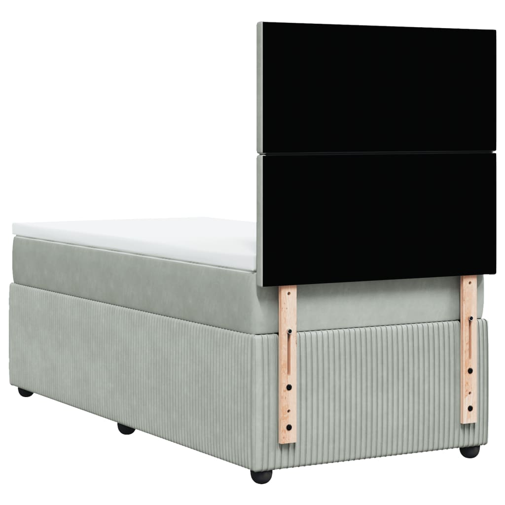 Boxspring met matras fluweel lichtgrijs 90x190 cm is nu te koop bij PeponiXL, paradijselijk wonen!