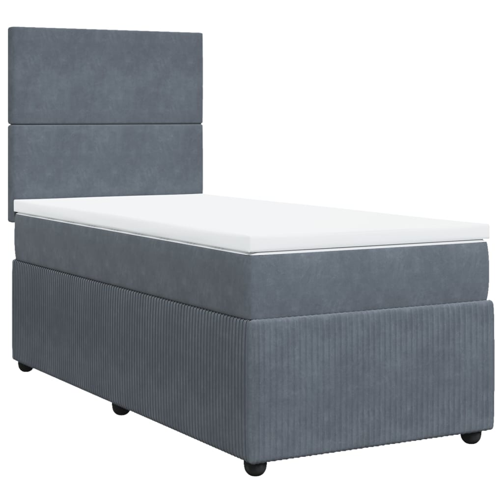 Boxspring met matras fluweel donkergrijs 90x190 cm is nu te koop bij PeponiXL, paradijselijk wonen!