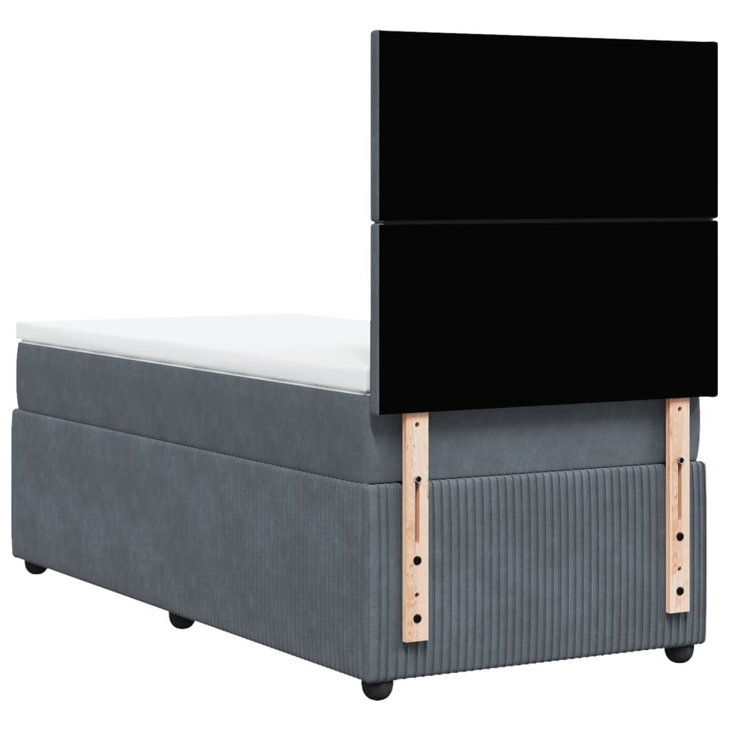 Boxspring met matras fluweel donkergrijs 90x190 cm is nu te koop bij PeponiXL, paradijselijk wonen!
