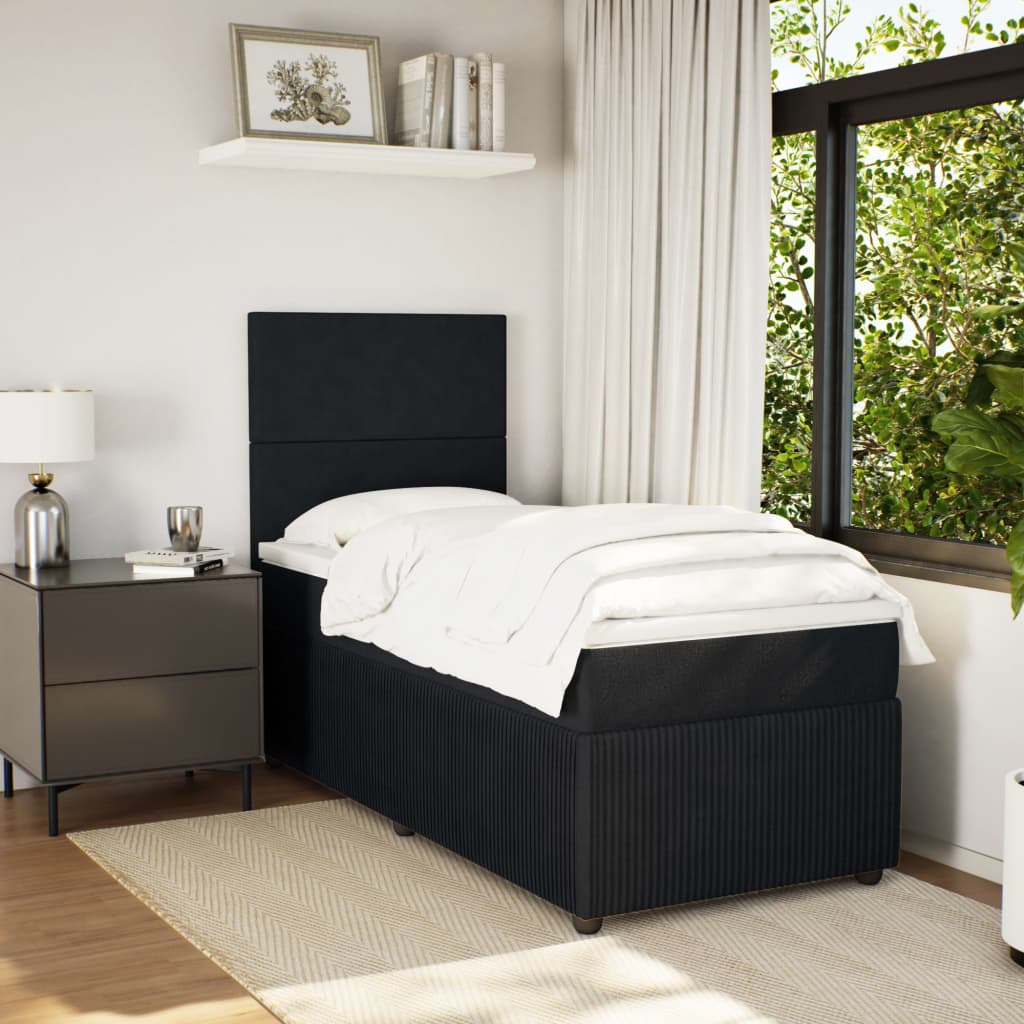 Boxspring met matras fluweel zwart 90x190 cm is nu te koop bij PeponiXL, paradijselijk wonen!