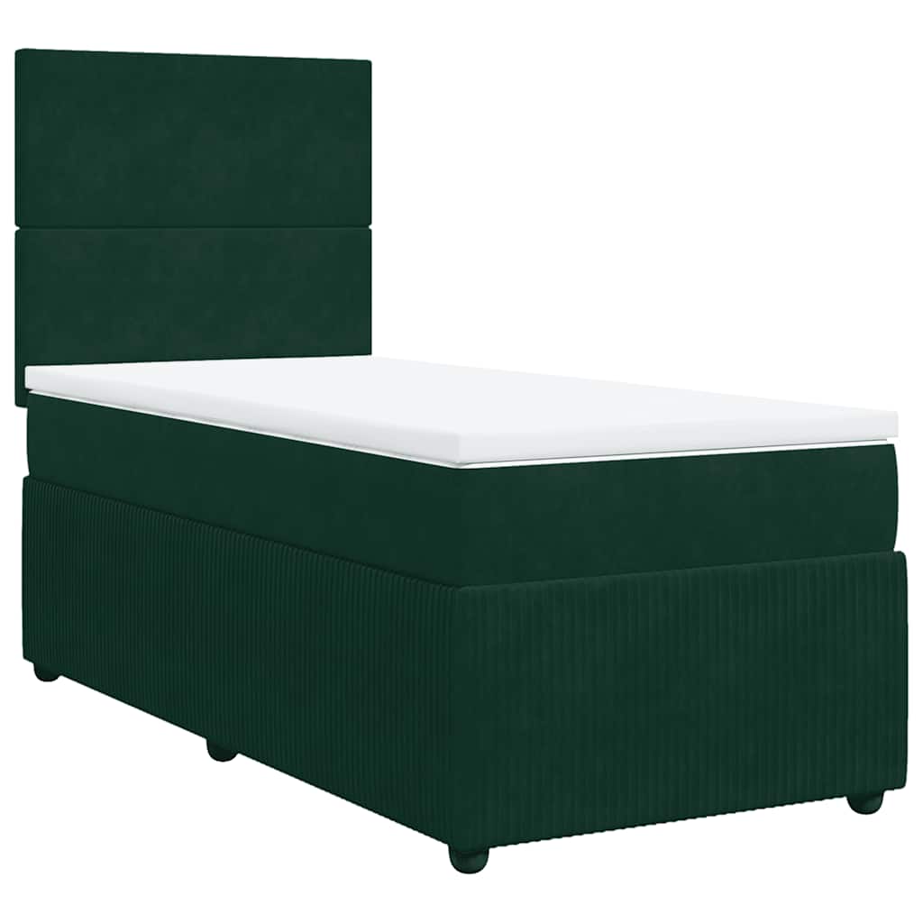 Boxspring met matras fluweel donkergroen 90x190 cm is nu te koop bij PeponiXL, paradijselijk wonen!