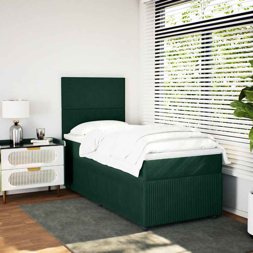 Boxspring met matras fluweel donkergroen 90x190 cm is nu te koop bij PeponiXL, paradijselijk wonen!