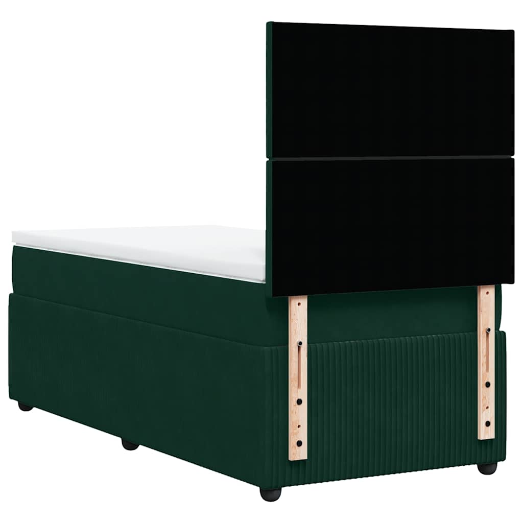 Boxspring met matras fluweel donkergroen 90x190 cm is nu te koop bij PeponiXL, paradijselijk wonen!