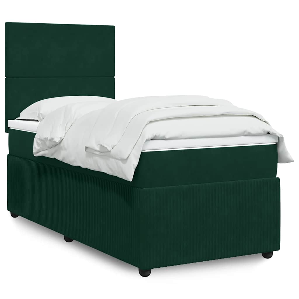 Boxspring met matras fluweel donkergroen 90x190 cm is nu te koop bij PeponiXL, paradijselijk wonen!