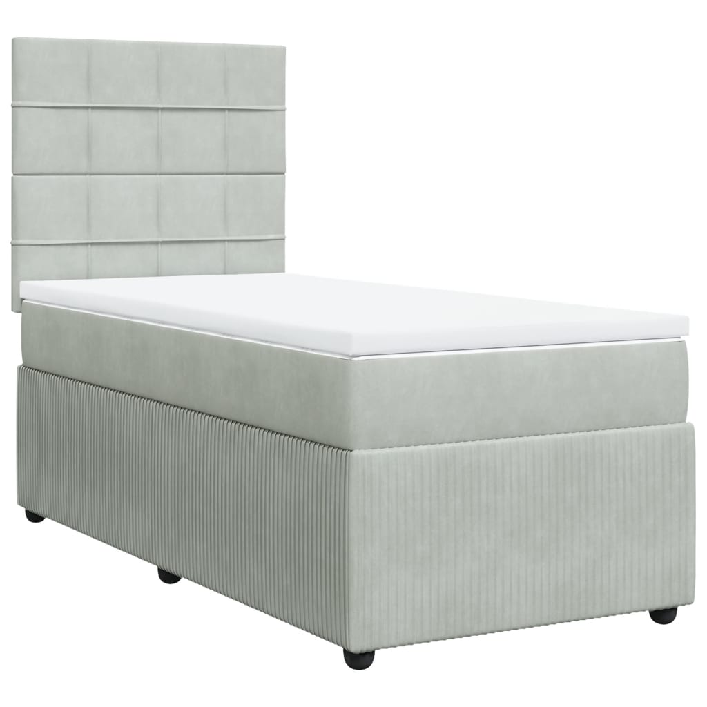 Boxspring met matras fluweel lichtgrijs 90x190 cm is nu te koop bij PeponiXL, paradijselijk wonen!