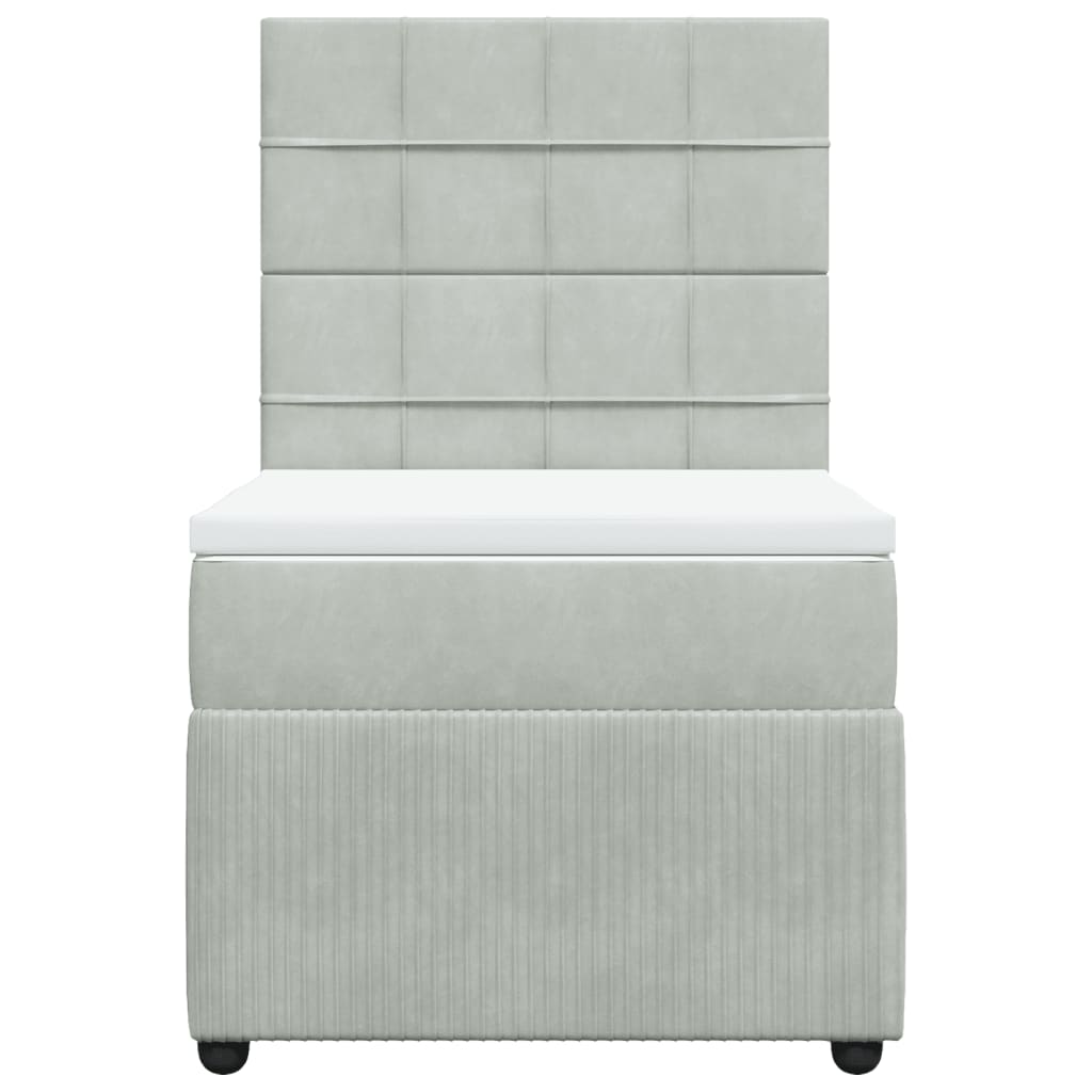 Boxspring met matras fluweel lichtgrijs 90x190 cm is nu te koop bij PeponiXL, paradijselijk wonen!