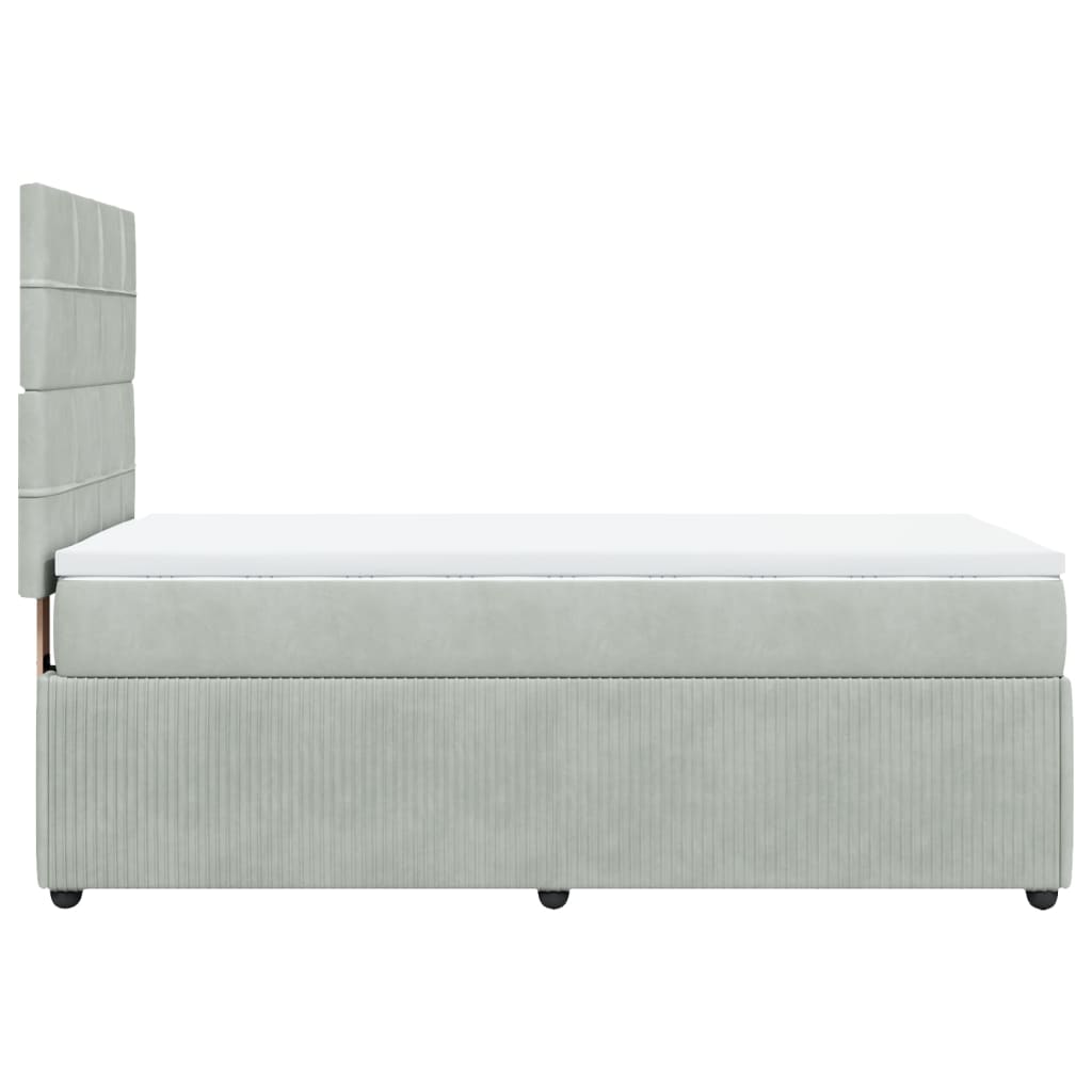 Boxspring met matras fluweel lichtgrijs 90x190 cm is nu te koop bij PeponiXL, paradijselijk wonen!