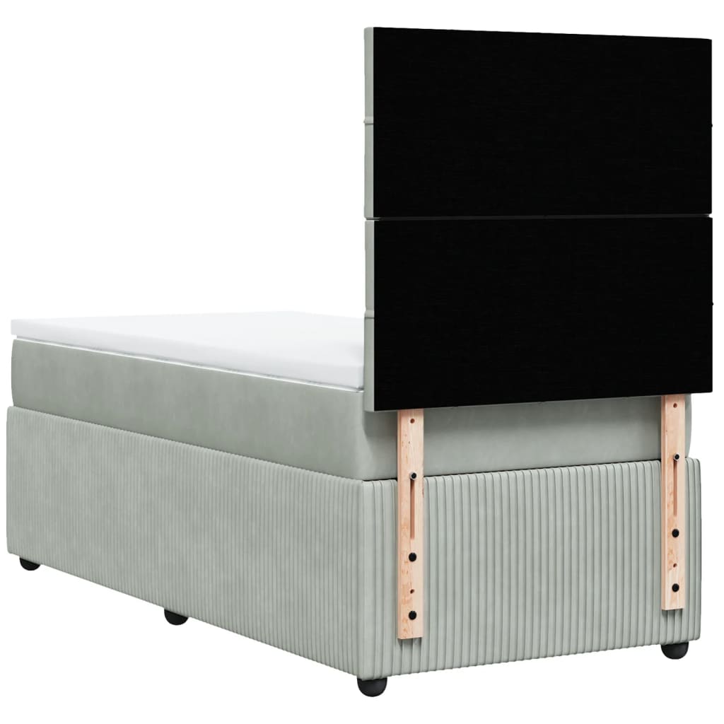 Boxspring met matras fluweel lichtgrijs 90x190 cm is nu te koop bij PeponiXL, paradijselijk wonen!