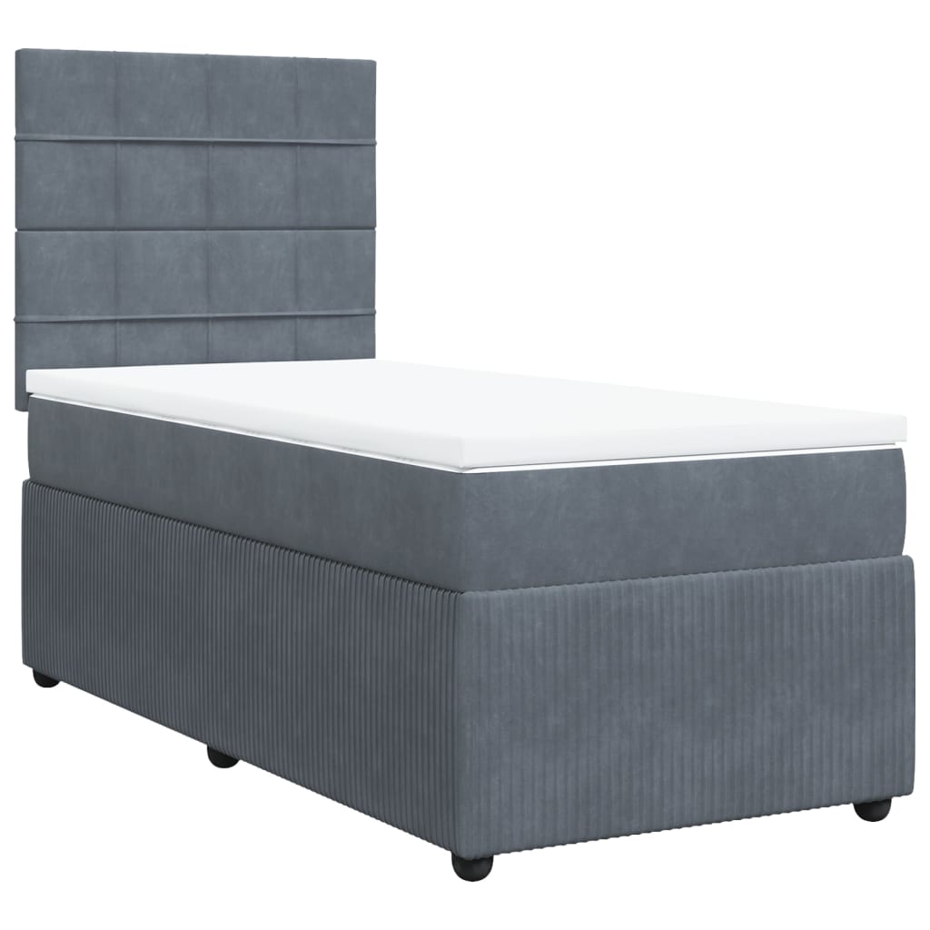 Boxspring met matras fluweel donkergrijs 90x190 cm is nu te koop bij PeponiXL, paradijselijk wonen!
