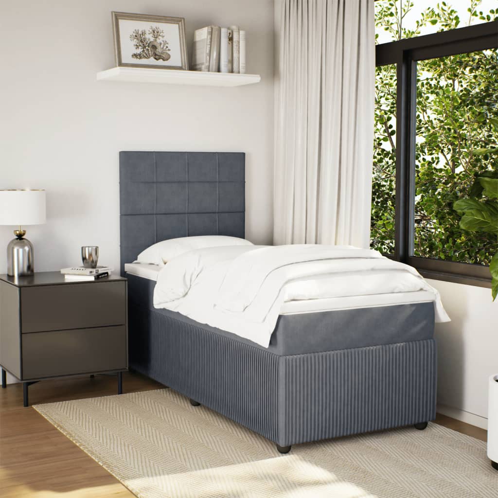 Boxspring met matras fluweel donkergrijs 90x190 cm is nu te koop bij PeponiXL, paradijselijk wonen!