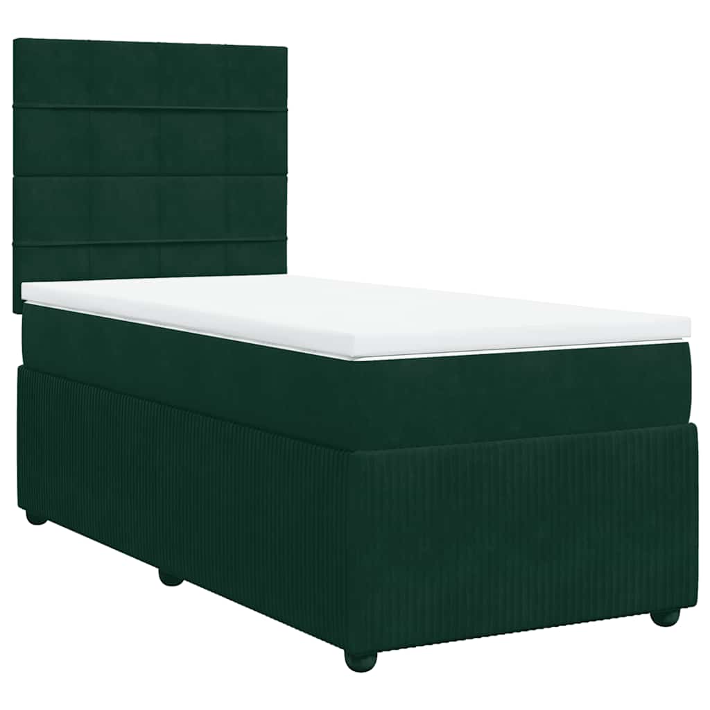 Boxspring met matras fluweel donkergroen 90x190 cm is nu te koop bij PeponiXL, paradijselijk wonen!