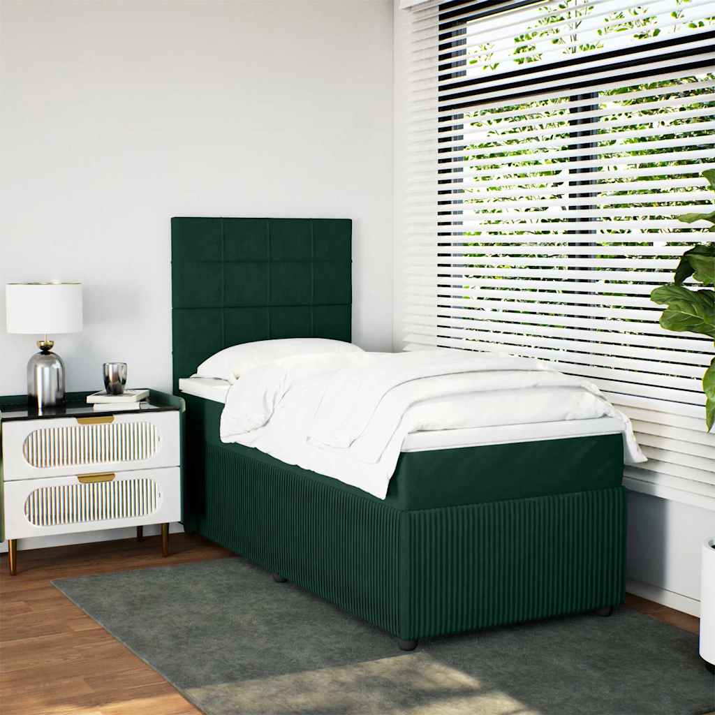 Boxspring met matras fluweel donkergroen 90x190 cm is nu te koop bij PeponiXL, paradijselijk wonen!