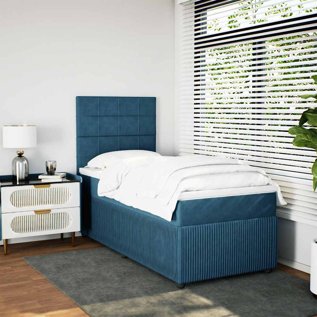 Boxspring met matras fluweel donkerblauw 90x190 cm is nu te koop bij PeponiXL, paradijselijk wonen!