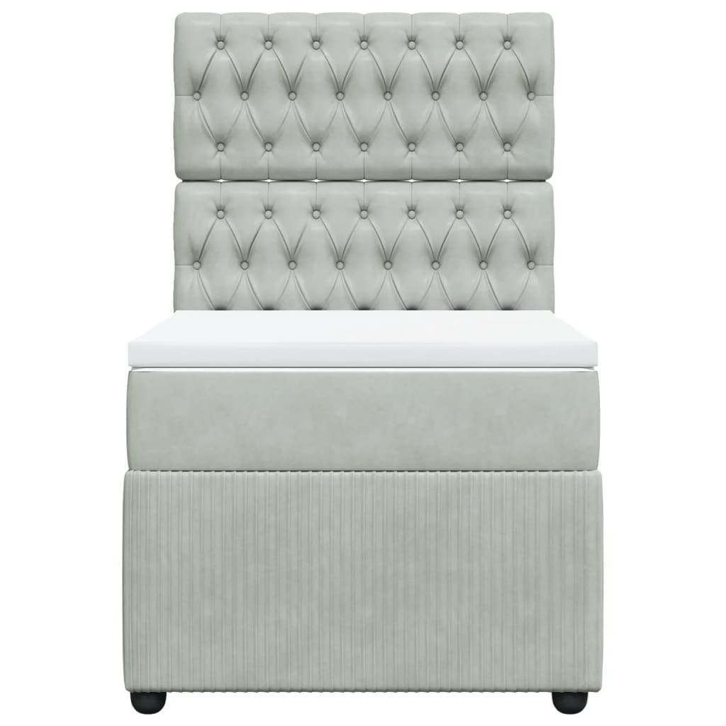 Boxspring met matras fluweel lichtgrijs 90x190 cm is nu te koop bij PeponiXL, paradijselijk wonen!