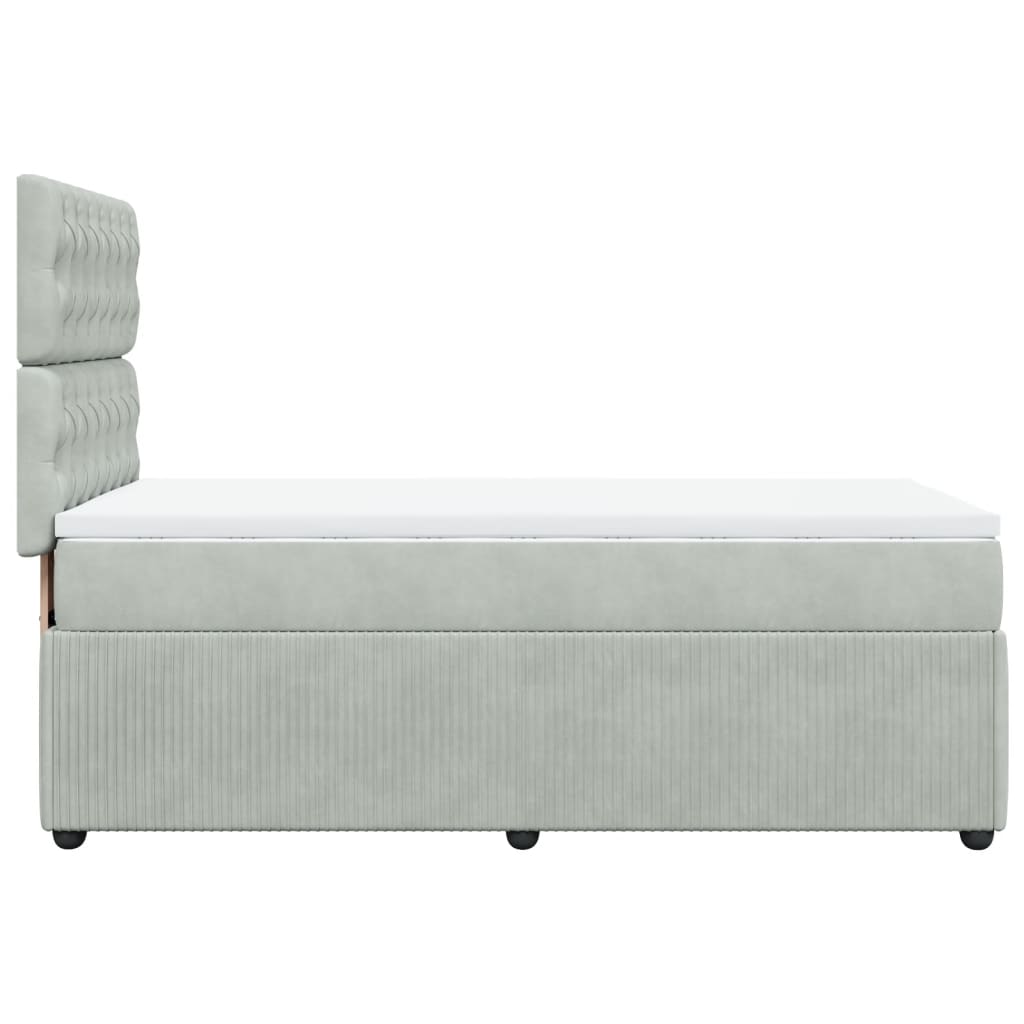 Boxspring met matras fluweel lichtgrijs 90x190 cm is nu te koop bij PeponiXL, paradijselijk wonen!
