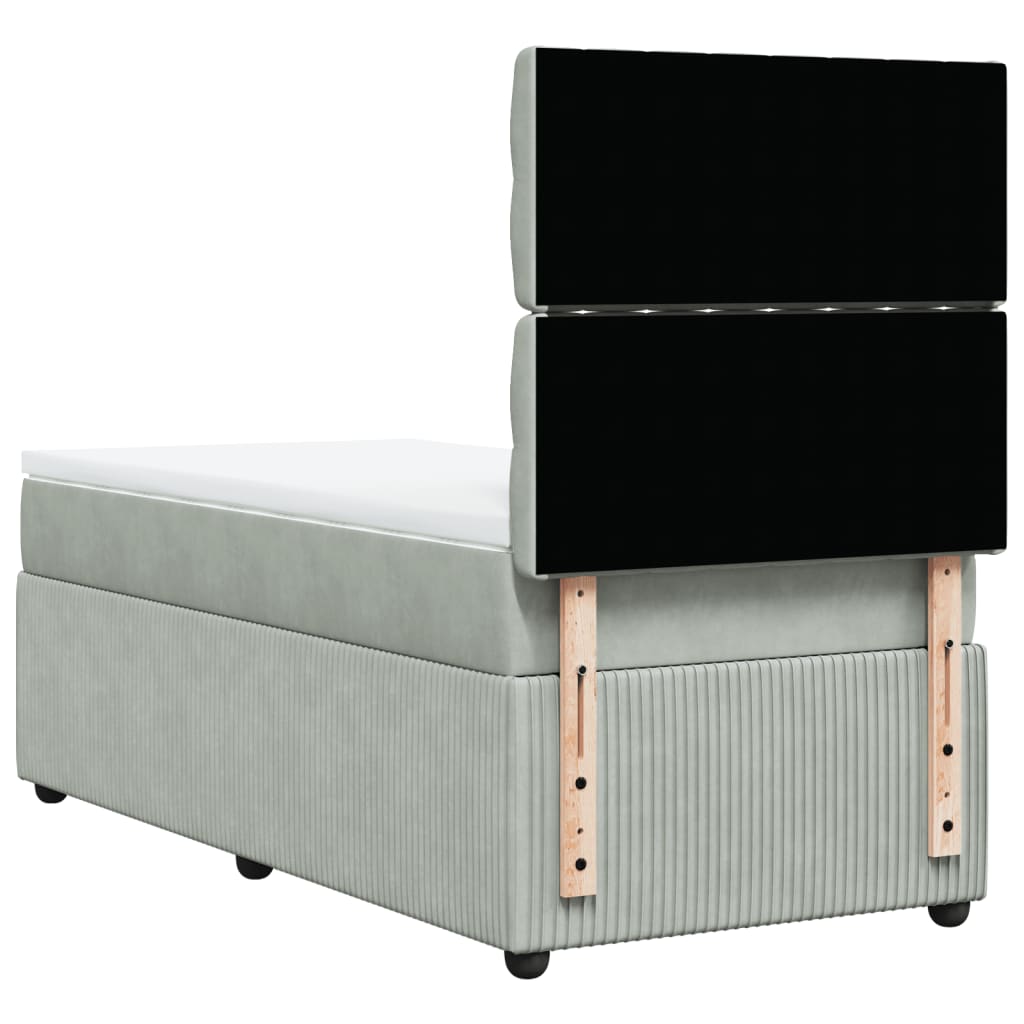 Boxspring met matras fluweel lichtgrijs 90x190 cm is nu te koop bij PeponiXL, paradijselijk wonen!