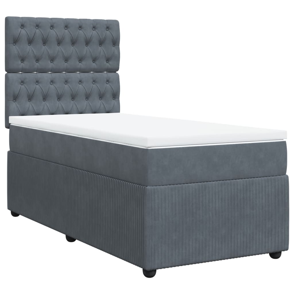 Boxspring met matras fluweel donkergrijs 90x190 cm is nu te koop bij PeponiXL, paradijselijk wonen!