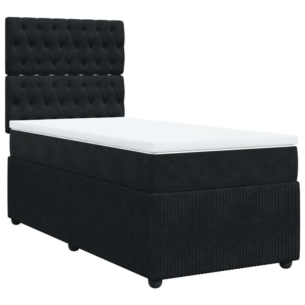 Boxspring met matras fluweel zwart 90x190 cm is nu te koop bij PeponiXL, paradijselijk wonen!