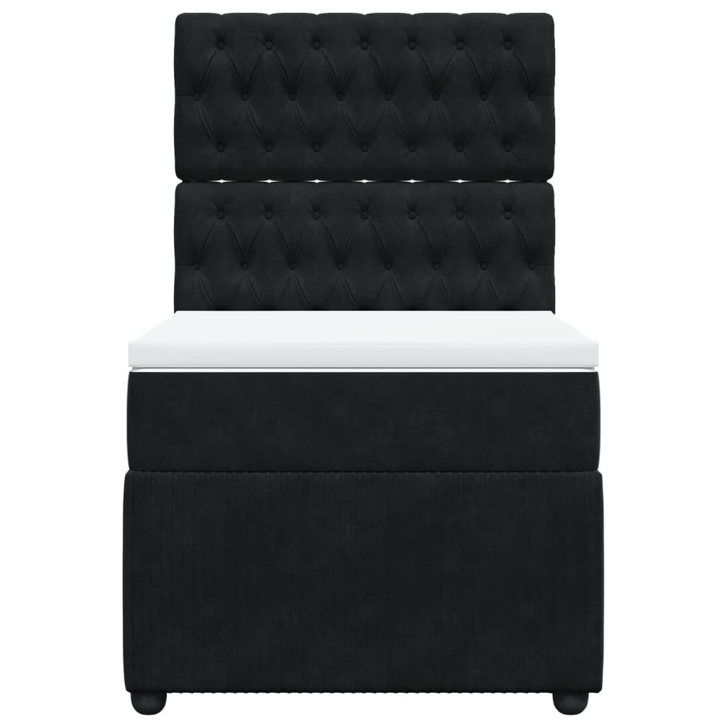 Boxspring met matras fluweel zwart 90x190 cm is nu te koop bij PeponiXL, paradijselijk wonen!
