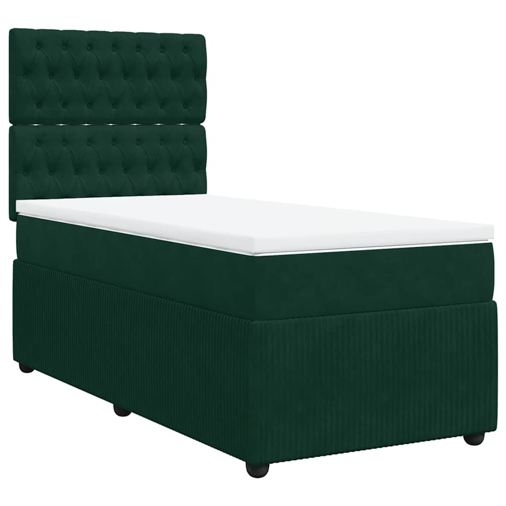Boxspring met matras fluweel donkergroen 90x190 cm is nu te koop bij PeponiXL, paradijselijk wonen!