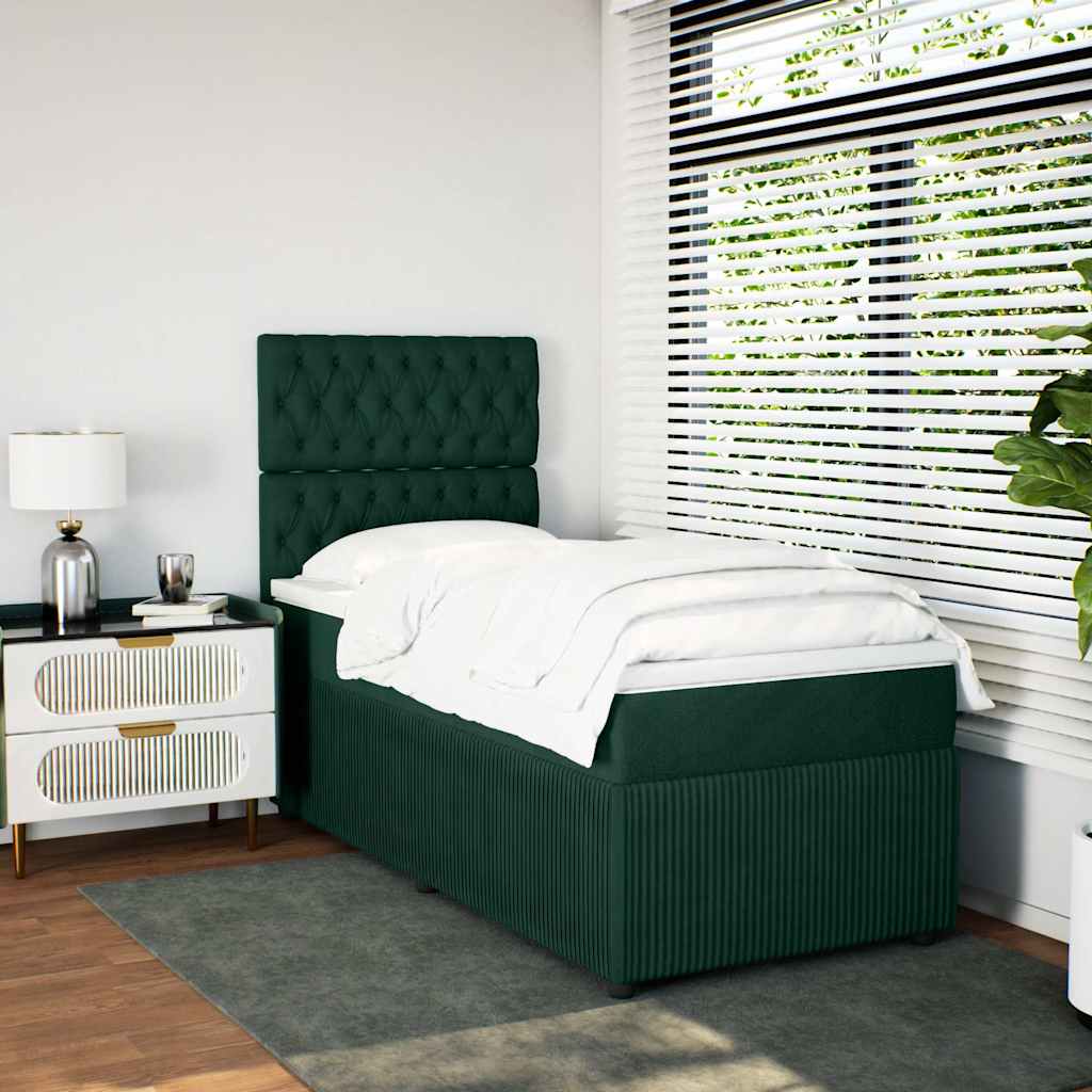Boxspring met matras fluweel donkergroen 90x190 cm is nu te koop bij PeponiXL, paradijselijk wonen!