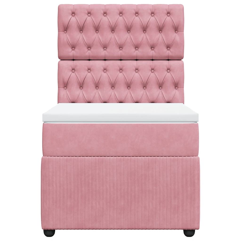 Boxspring met matras fluweel roze 90x190 cm is nu te koop bij PeponiXL, paradijselijk wonen!