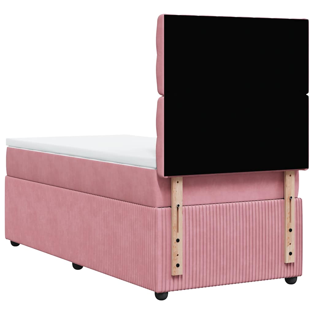Boxspring met matras fluweel roze 90x190 cm is nu te koop bij PeponiXL, paradijselijk wonen!