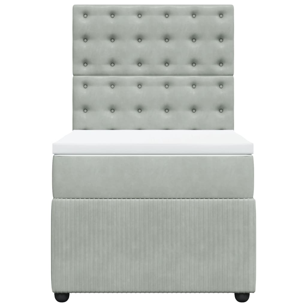 Boxspring met matras fluweel lichtgrijs 90x190 cm is nu te koop bij PeponiXL, paradijselijk wonen!