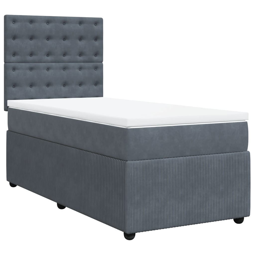 Boxspring met matras fluweel donkergrijs 90x190 cm is nu te koop bij PeponiXL, paradijselijk wonen!