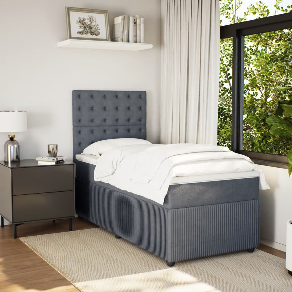 Boxspring met matras fluweel donkergrijs 90x190 cm is nu te koop bij PeponiXL, paradijselijk wonen!