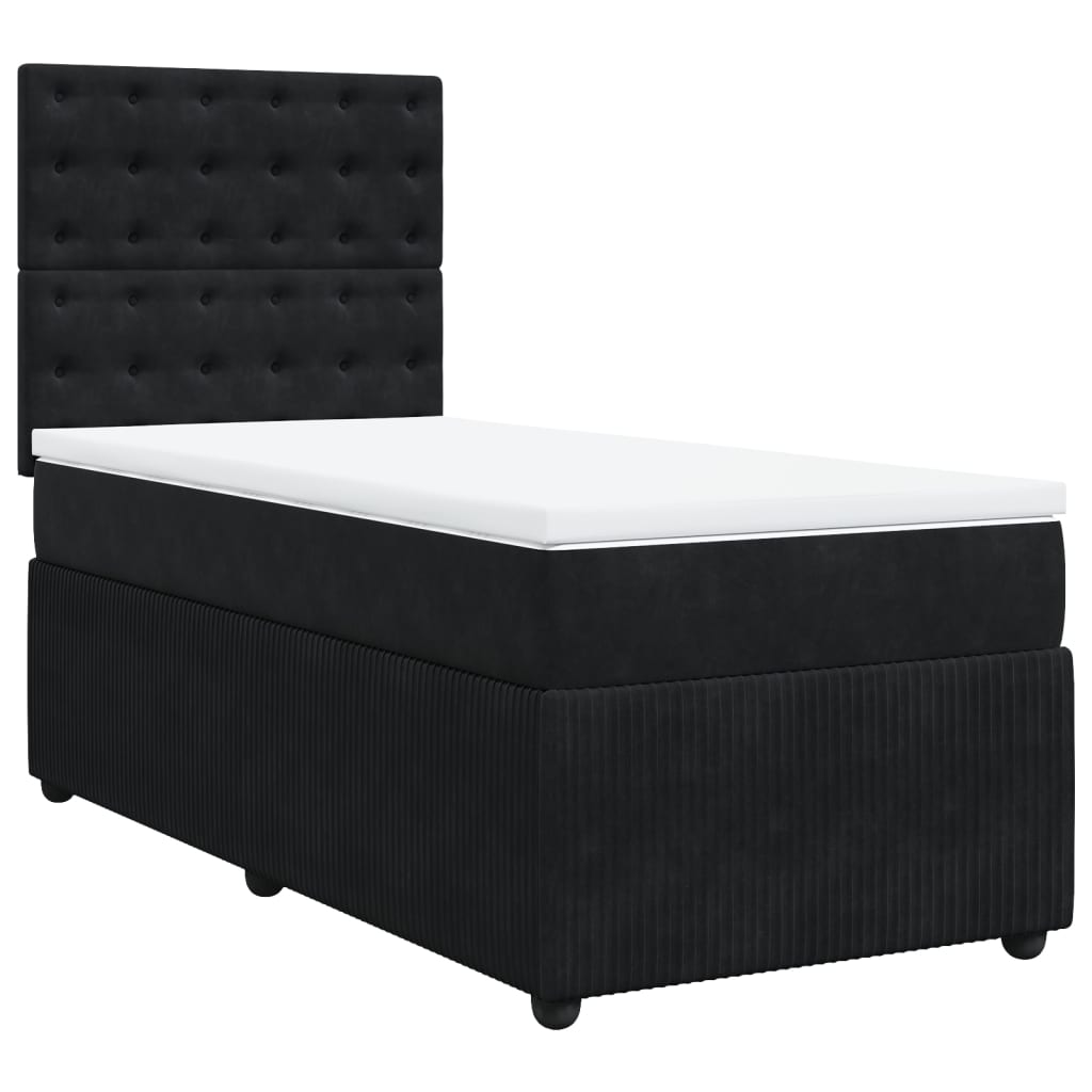Boxspring met matras fluweel zwart 90x190 cm is nu te koop bij PeponiXL, paradijselijk wonen!