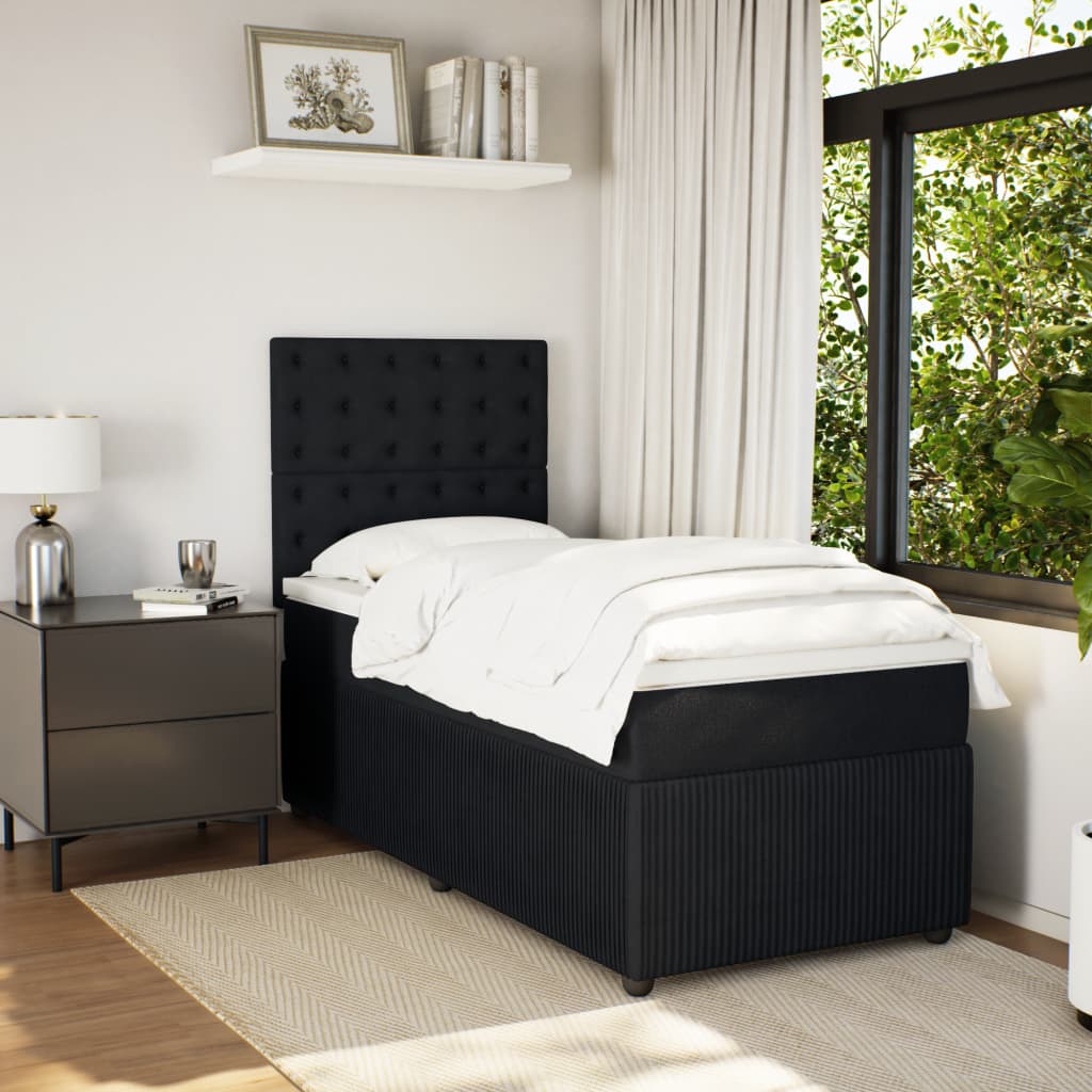 Boxspring met matras fluweel zwart 90x190 cm is nu te koop bij PeponiXL, paradijselijk wonen!
