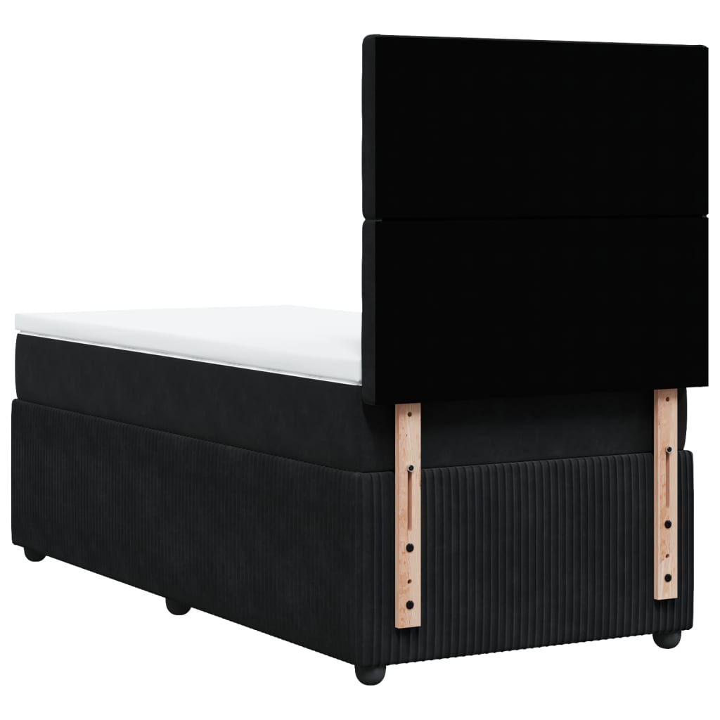Boxspring met matras fluweel zwart 90x190 cm is nu te koop bij PeponiXL, paradijselijk wonen!