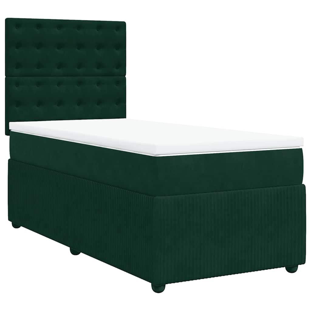 Boxspring met matras fluweel donkergroen 90x190 cm is nu te koop bij PeponiXL, paradijselijk wonen!