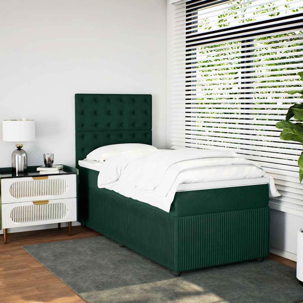 Boxspring met matras fluweel donkergroen 90x190 cm is nu te koop bij PeponiXL, paradijselijk wonen!