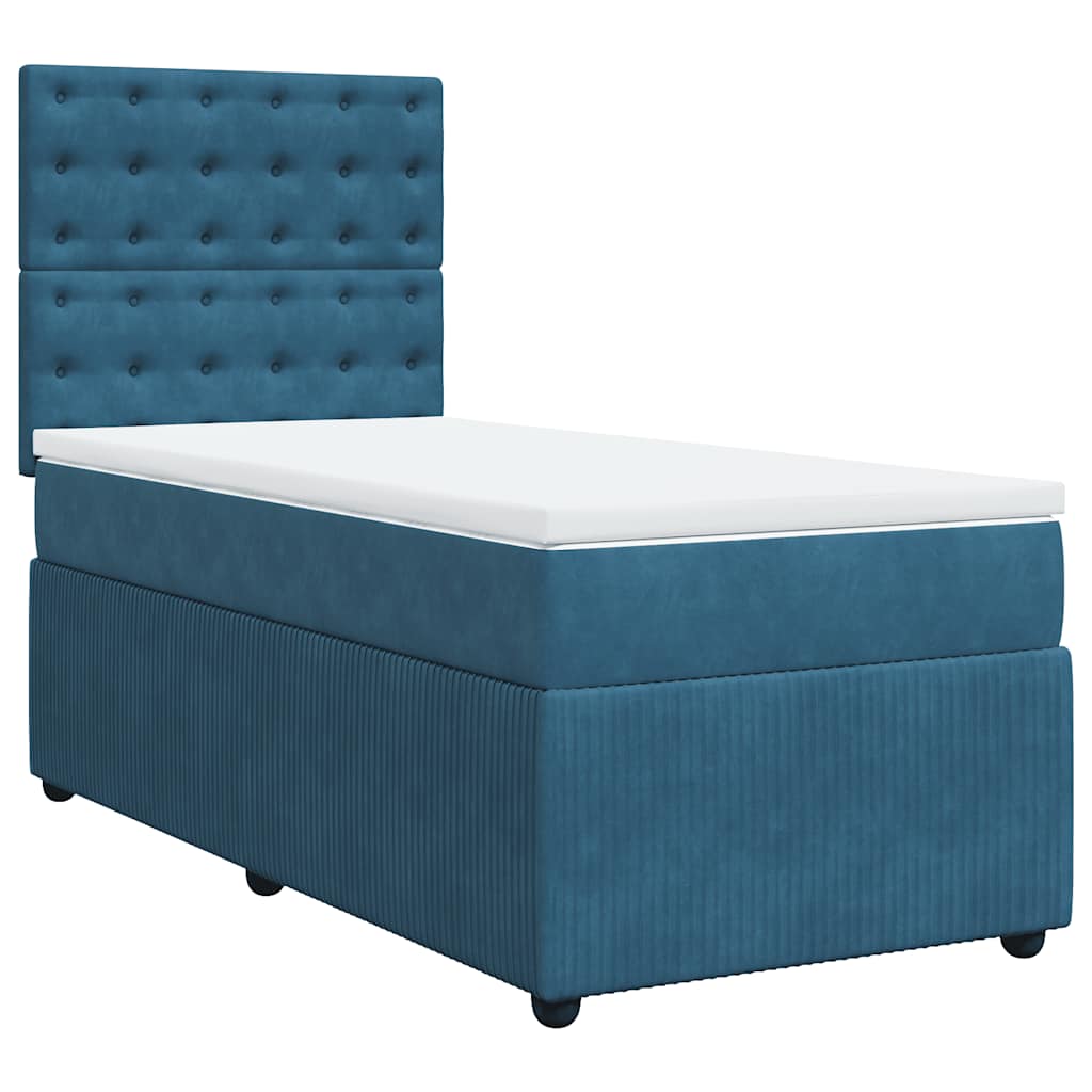 Boxspring met matras fluweel donkerblauw 90x190 cm is nu te koop bij PeponiXL, paradijselijk wonen!