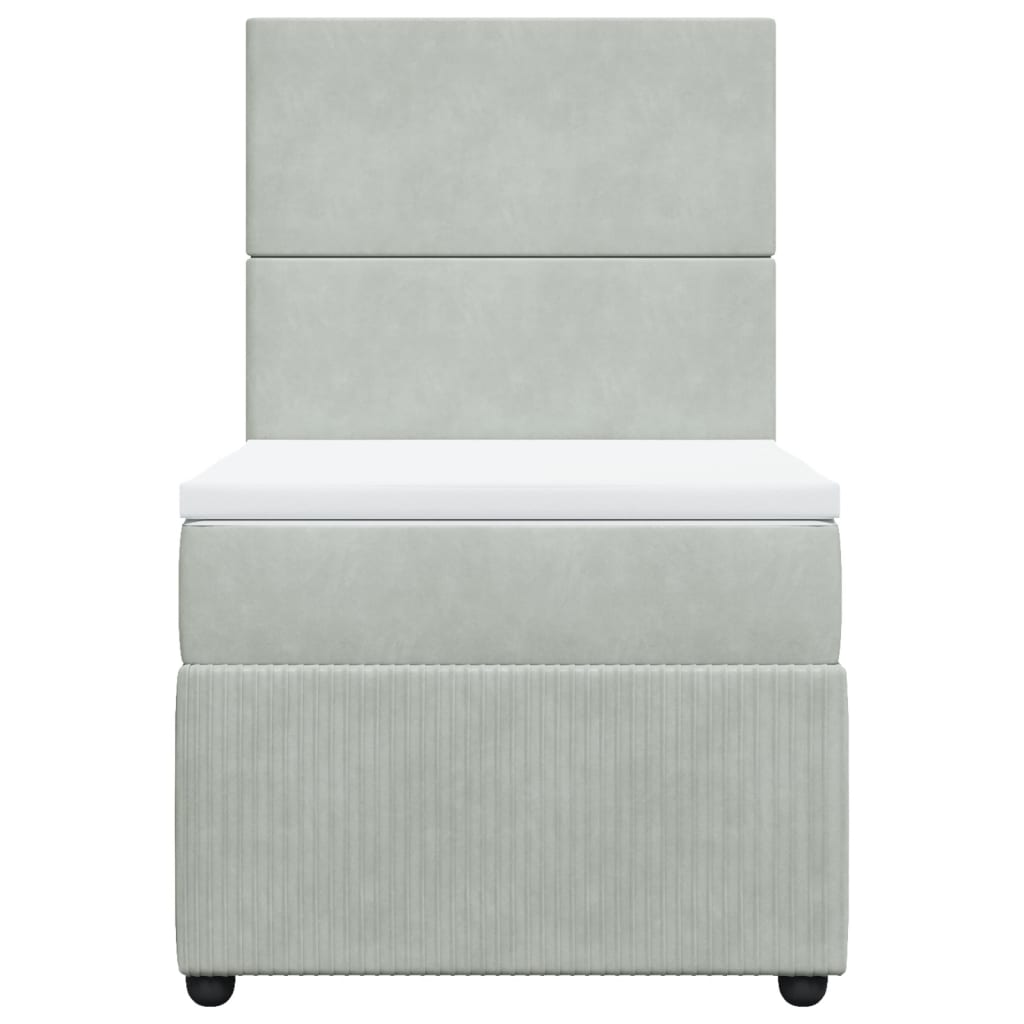 Boxspring met matras fluweel lichtgrijs 90x200 cm is nu te koop bij PeponiXL, paradijselijk wonen!