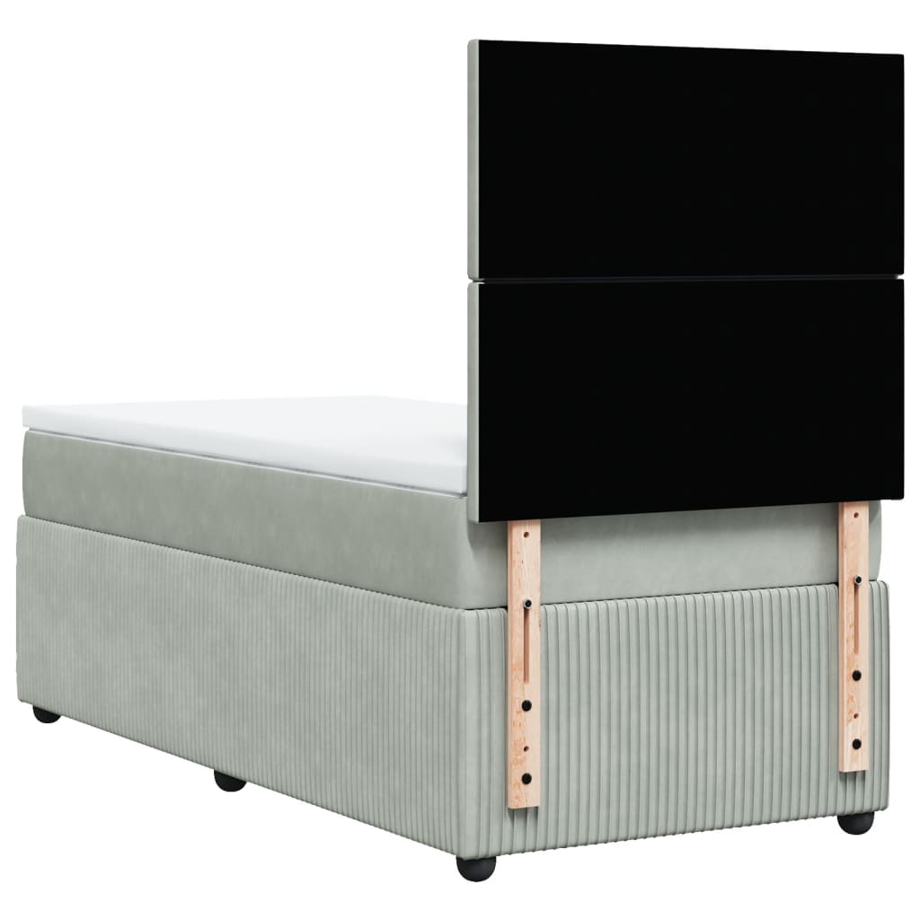 Boxspring met matras fluweel lichtgrijs 90x200 cm is nu te koop bij PeponiXL, paradijselijk wonen!