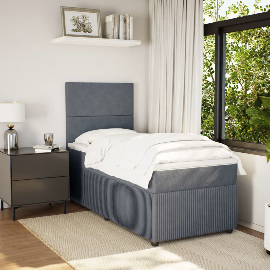 Boxspring met matras fluweel donkergrijs 90x200 cm is nu te koop bij PeponiXL, paradijselijk wonen!