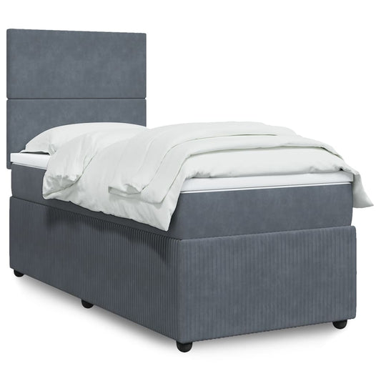 Boxspring met matras fluweel donkergrijs 90x200 cm is nu te koop bij PeponiXL, paradijselijk wonen!