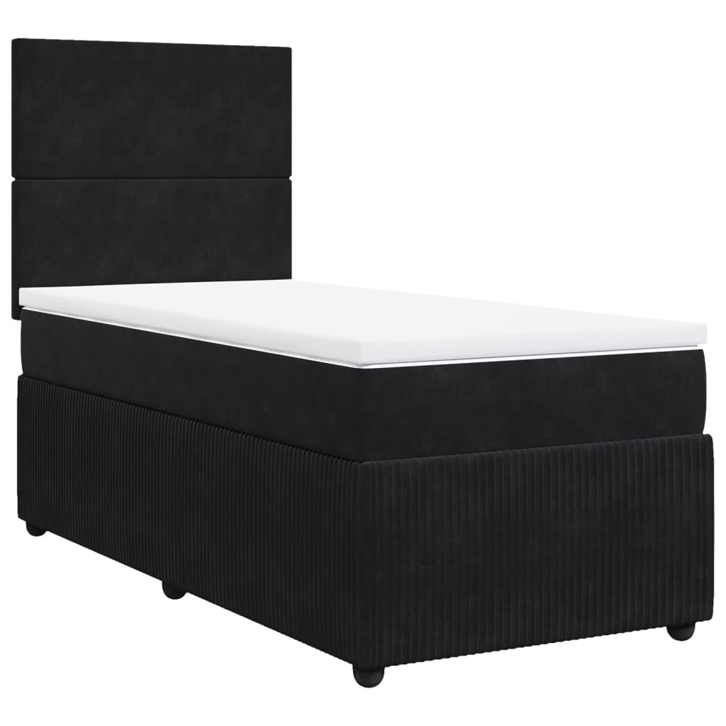 Boxspring met matras fluweel zwart 90x200 cm is nu te koop bij PeponiXL, paradijselijk wonen!