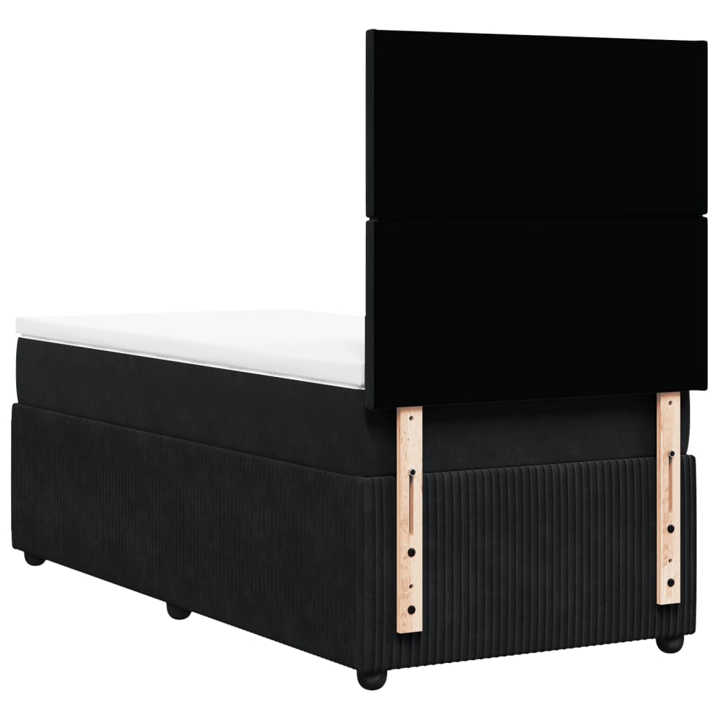 Boxspring met matras fluweel zwart 90x200 cm is nu te koop bij PeponiXL, paradijselijk wonen!
