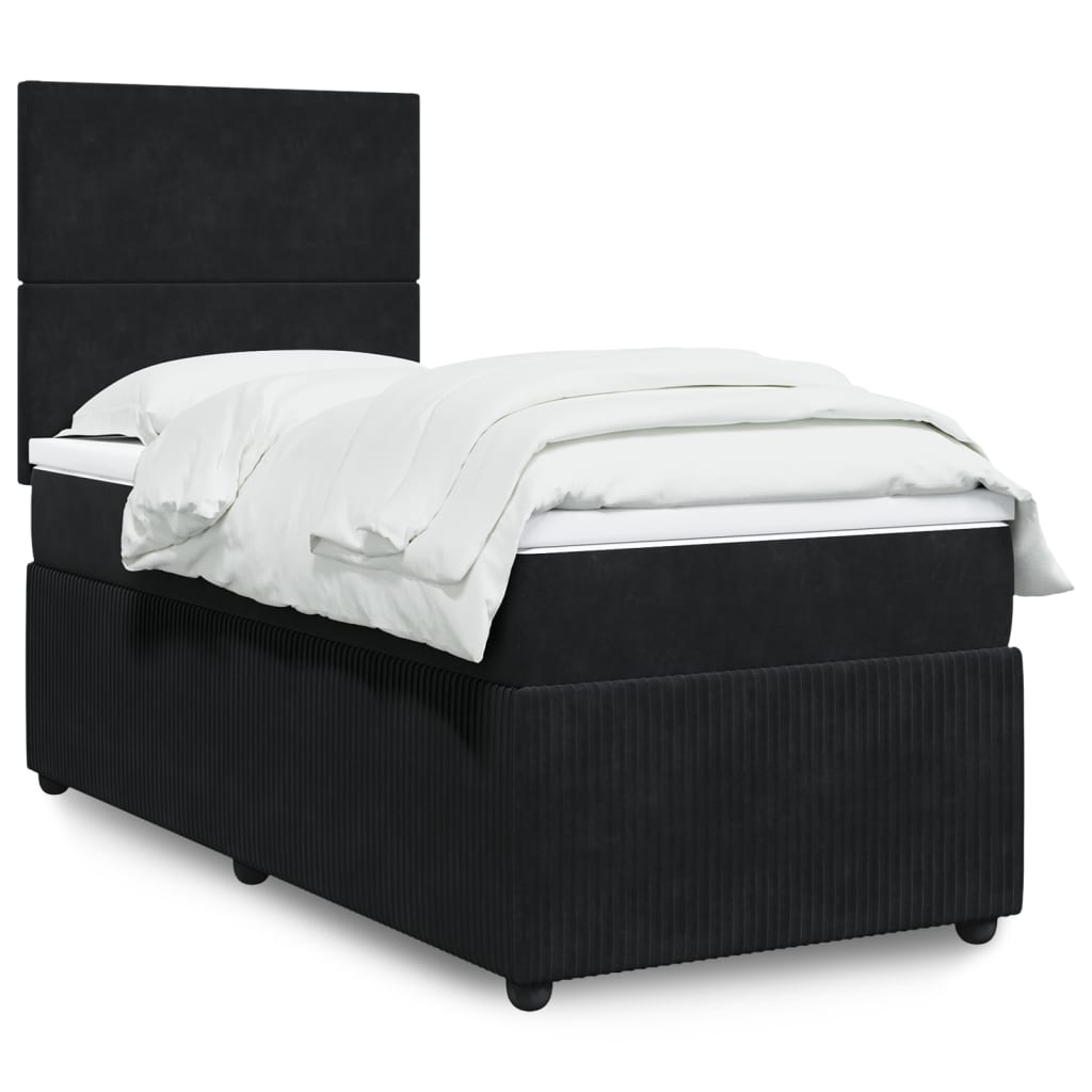 Boxspring met matras fluweel zwart 90x200 cm is nu te koop bij PeponiXL, paradijselijk wonen!