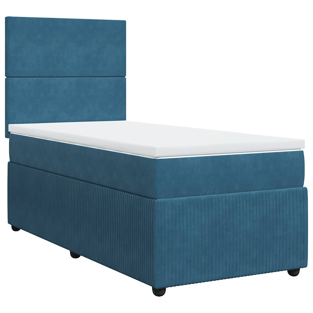 Boxspring met matras fluweel donkerblauw 90x200 cm is nu te koop bij PeponiXL, paradijselijk wonen!