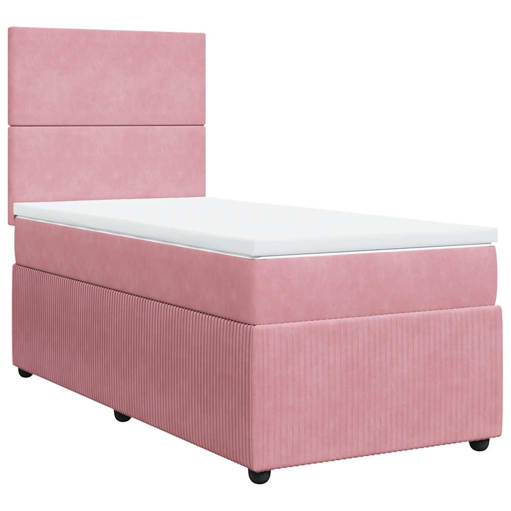 Boxspring met matras fluweel roze 90x200 cm is nu te koop bij PeponiXL, paradijselijk wonen!