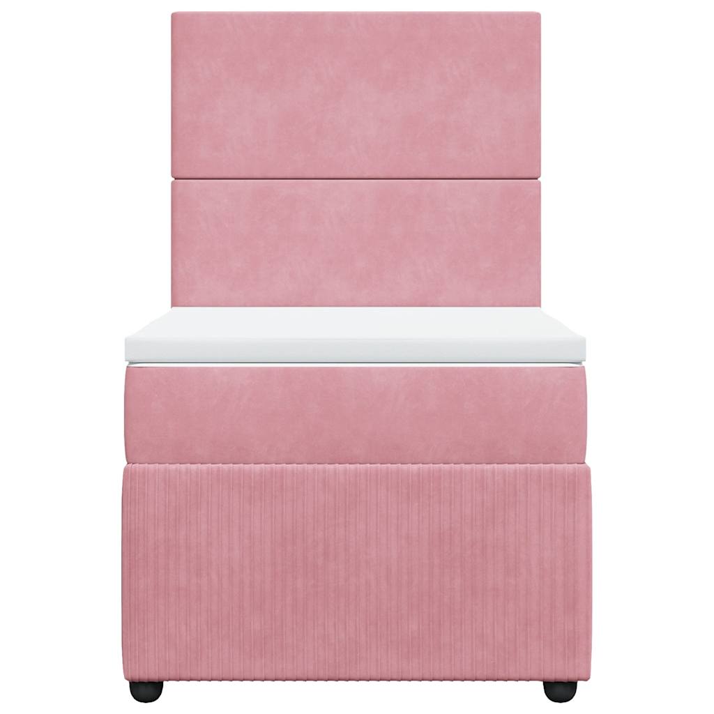 Boxspring met matras fluweel roze 90x200 cm is nu te koop bij PeponiXL, paradijselijk wonen!
