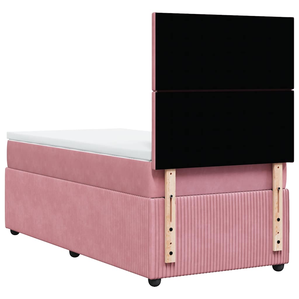 Boxspring met matras fluweel roze 90x200 cm is nu te koop bij PeponiXL, paradijselijk wonen!