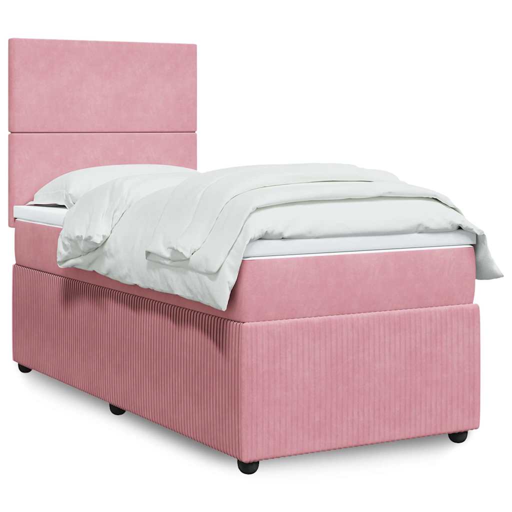 Boxspring met matras fluweel roze 90x200 cm is nu te koop bij PeponiXL, paradijselijk wonen!
