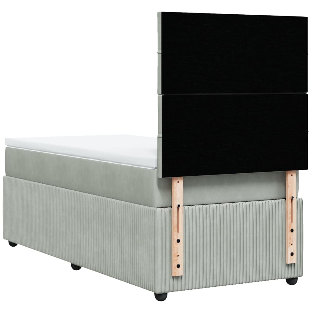 Boxspring met matras fluweel lichtgrijs 90x200 cm is nu te koop bij PeponiXL, paradijselijk wonen!